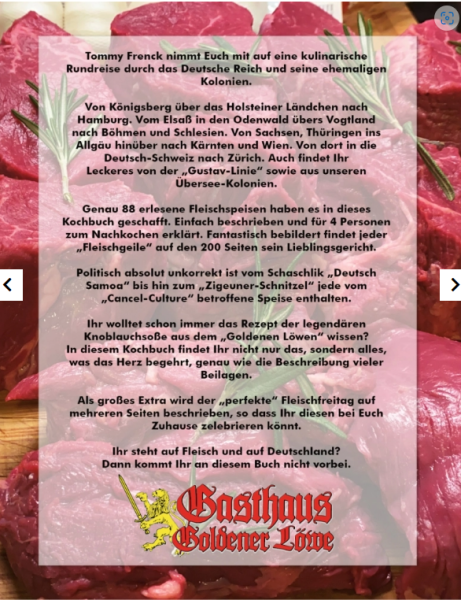 Buch - Das Gasthaus Goldener Löwe präsentiert: Die 88 besten Fleischgerichte aus dem Reich - Kochbuch
